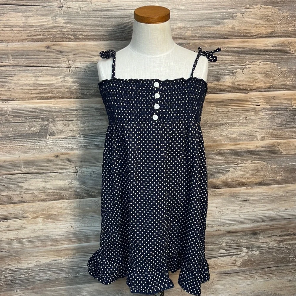 Oshkosh Girls Navy Polka Dot Tank Dress